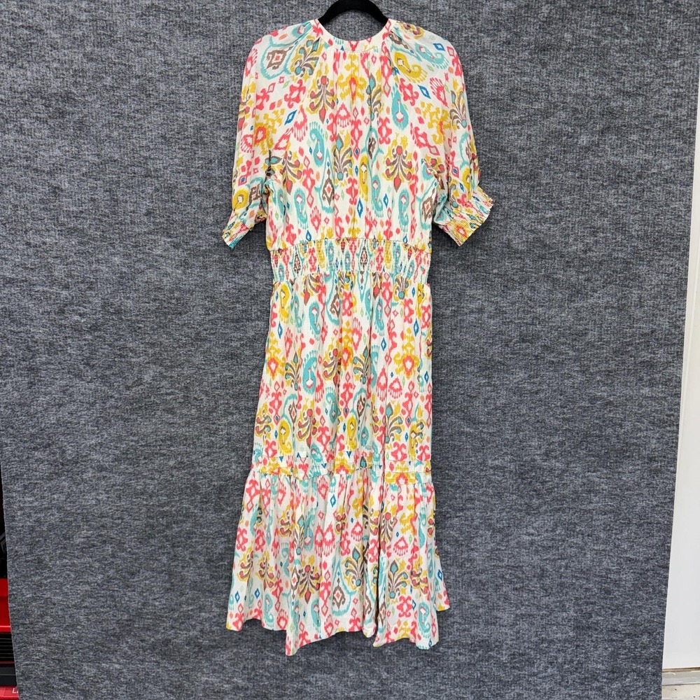 Anthropologie Felipa Maxi Dress Womens Medium Multicolor Ikat Midi Smocked NWT - Picture 8 of 11